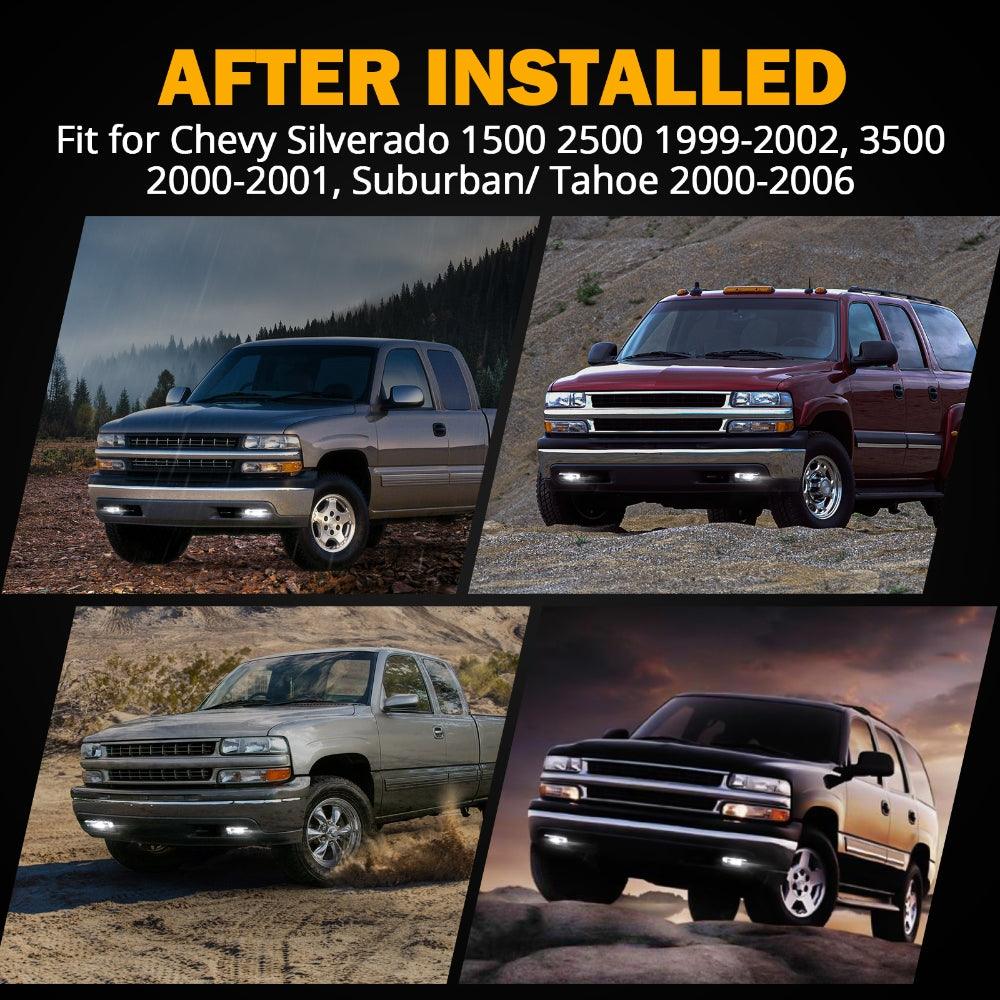 DOT Approved LED Fog Lights with DRL for Chevy Silverado 1500/2500 1999-2002, 3500 2000-2001, Chevrolet Suburban/Tahoe 2000-2006