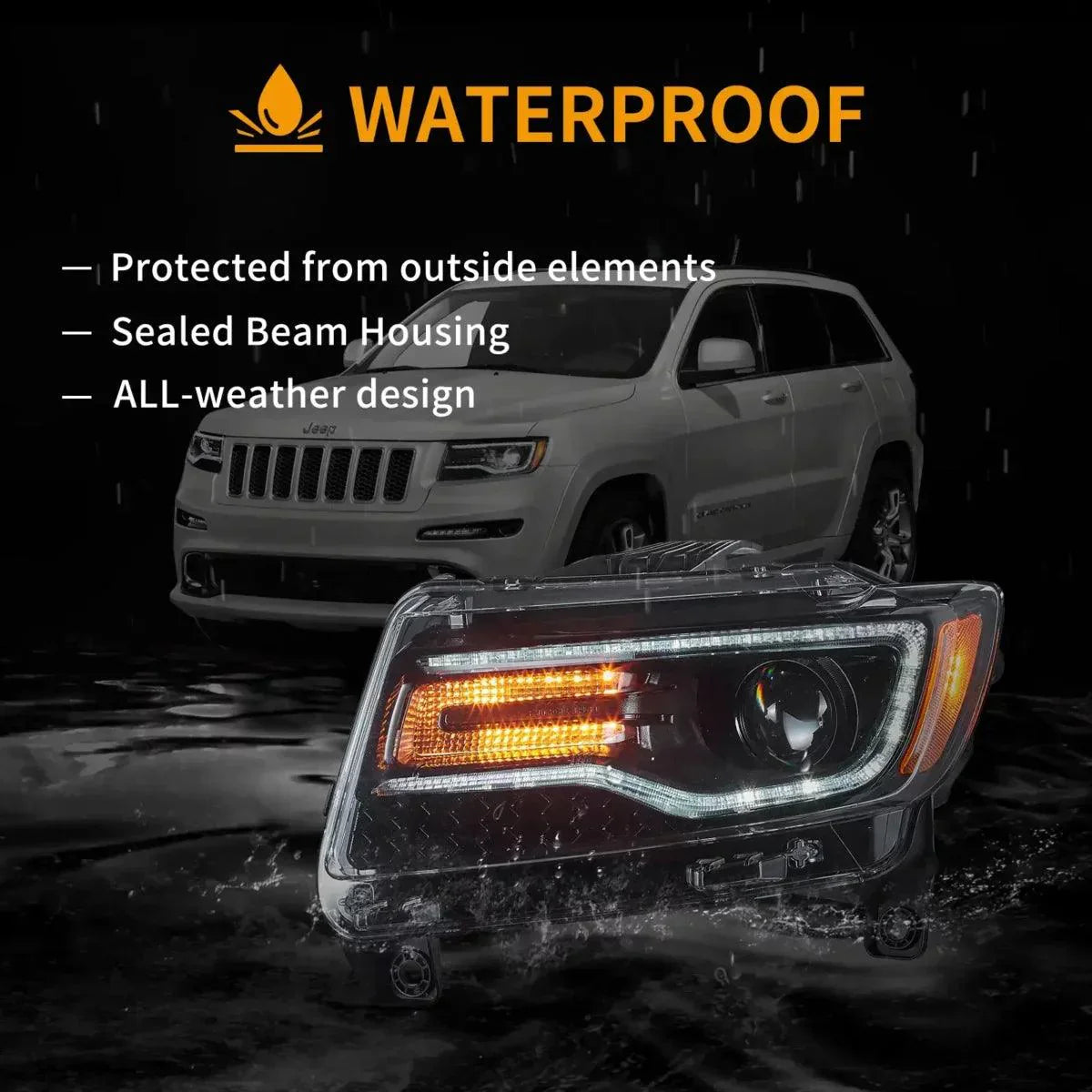 LED Headlight Assembly Full LED With Startup Animation/Blue DRL For 2011-2013 Jeep Grand Cherokee (WK2)