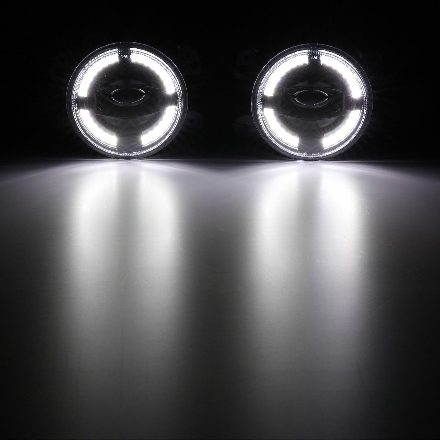 (قطعتان/مجموعة) مصابيح ضباب LED مقاس 4 بوصات 60 وات مع حلقة هالة بيضاء DRL لسيارة Jeep Wrangler JK/ Jeep Grand Cherokee/ Dodge 