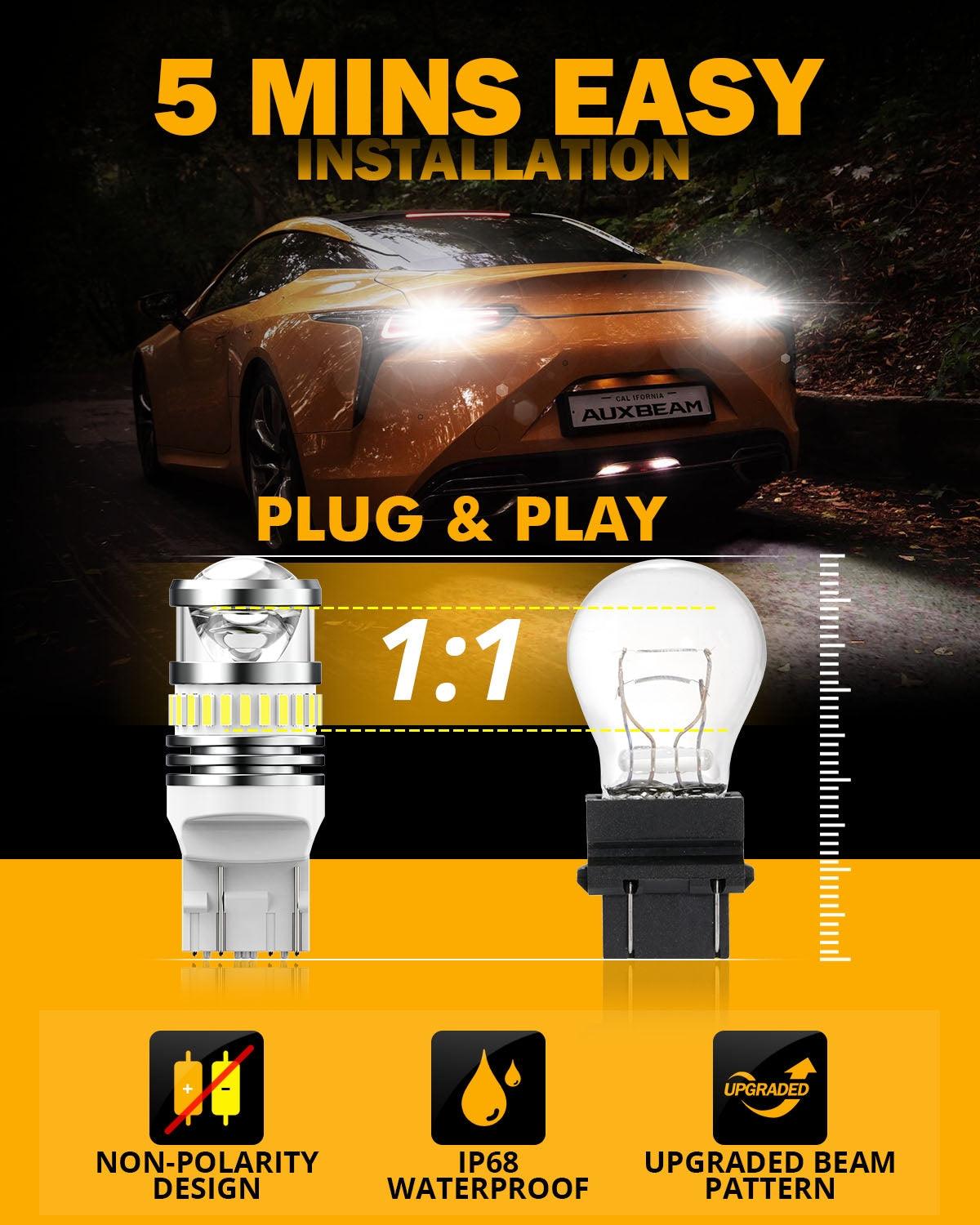 T20 7443 7440 LED Backup Reverse/Turn Signal/Brake Tail Light Bulbs 11W 4000LM 6500K White B1 Series | 2 Bulbs