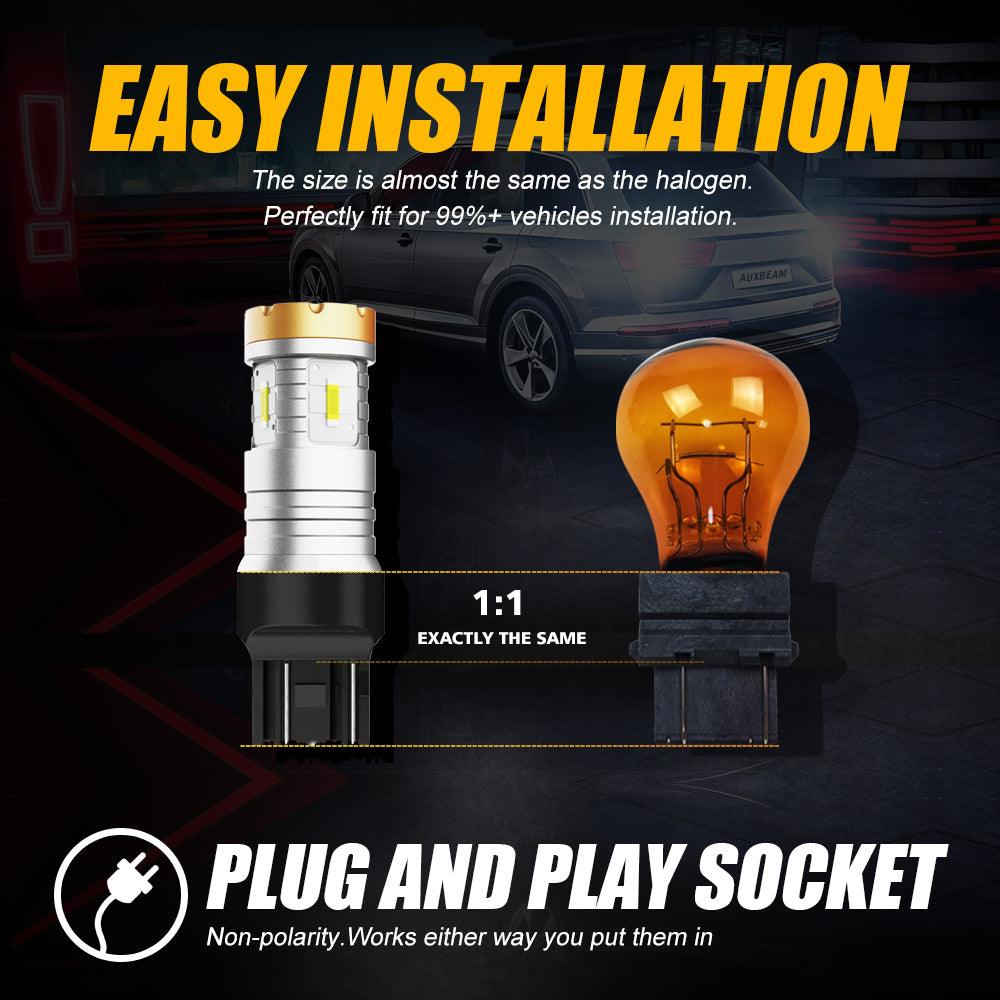 T20 7443 7440 LED Backup Reverse/Turn Signal/Brake Tail Light Bulbs 20W 4000LM 6500K White Crown Series | 2 Bulbs