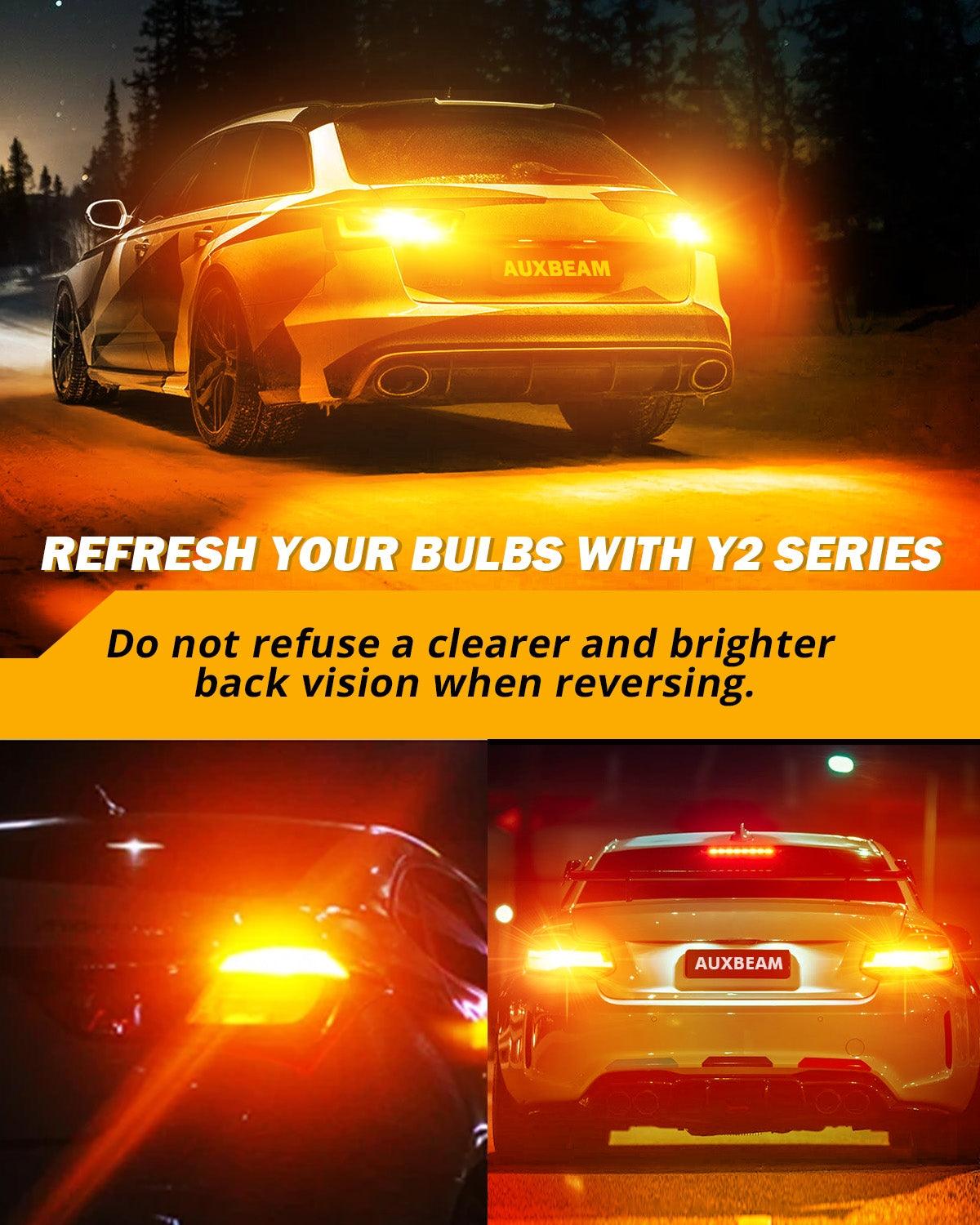 T25 3157 3156 LED Turn Signal Light Rear/Front, Side Maker Light Bulbs 14W 6000LM CAN-Bus Error Free 3000K Amber Y2 Series | 2 Bulbs