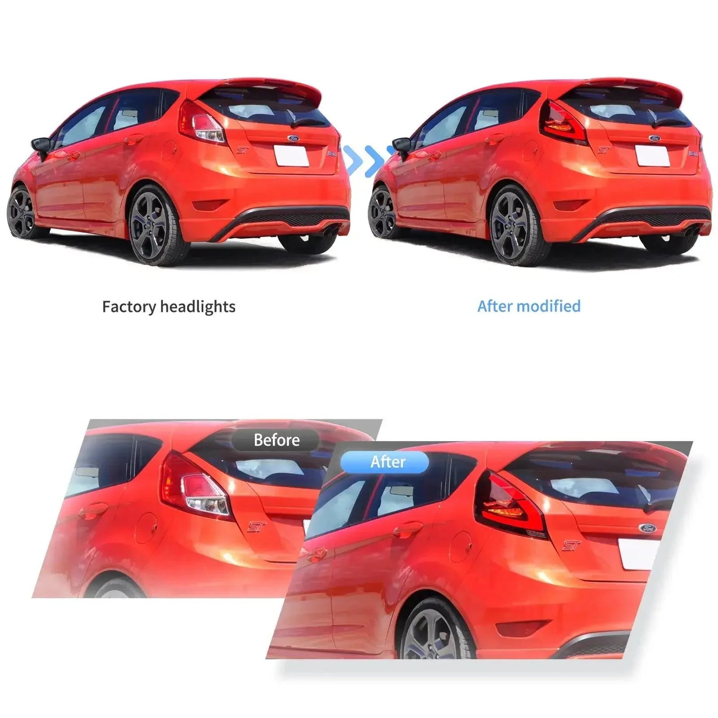 LED Tail Light Assembly For 2009-2017 Ford Fiesta Hatchback