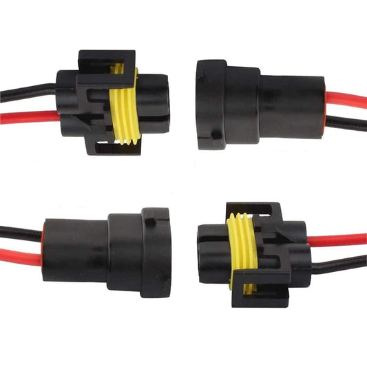 H11 LED Headlight Socket Male &amp; Female Adapter Wiring Harness Connector for Headlight/Fog Light 4pcs/Set