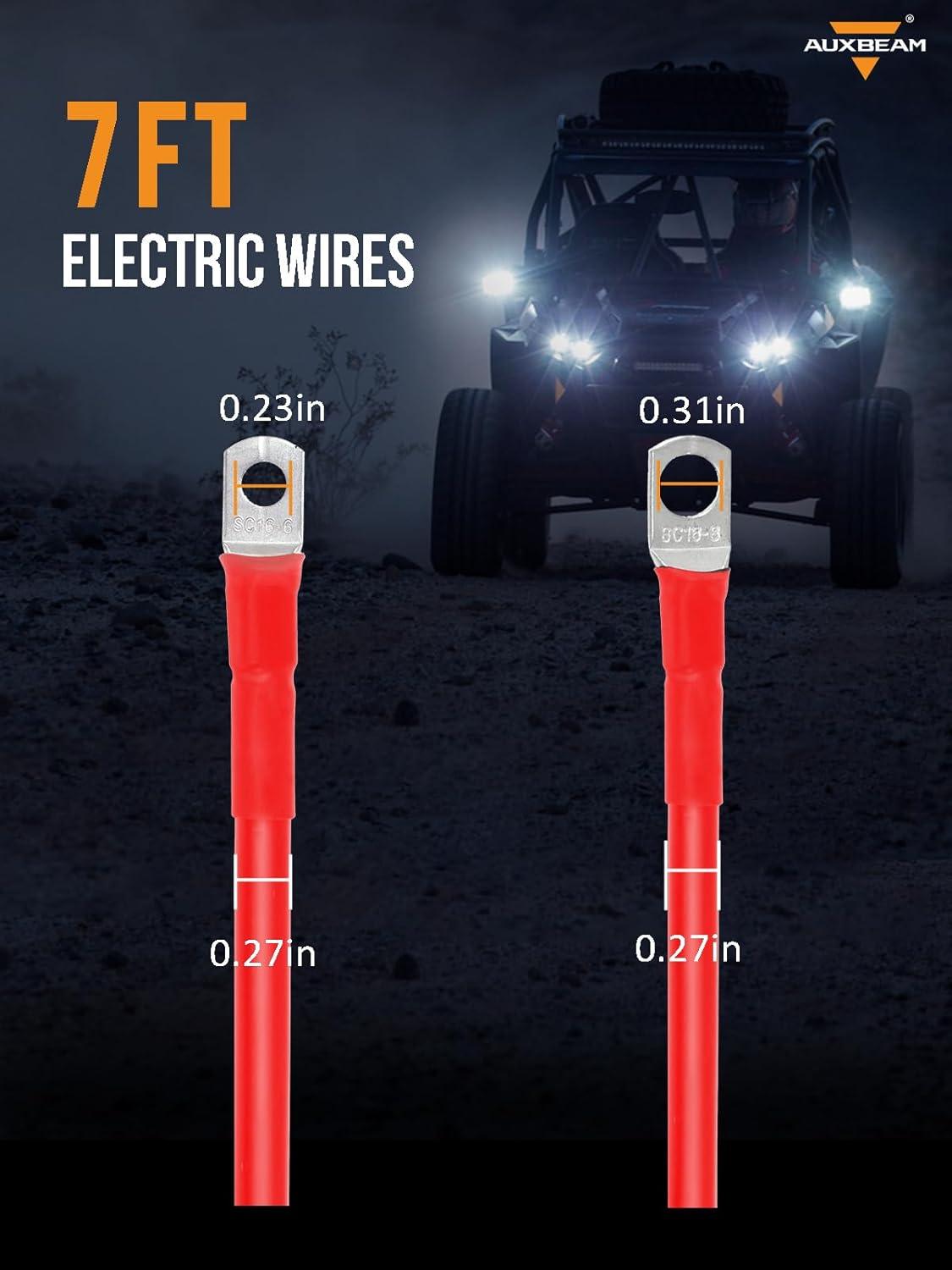 كابلات بطارية 7 أقدام 7AWG أطراف حلقية من النحاس المعلب وأسلاك بطارية
