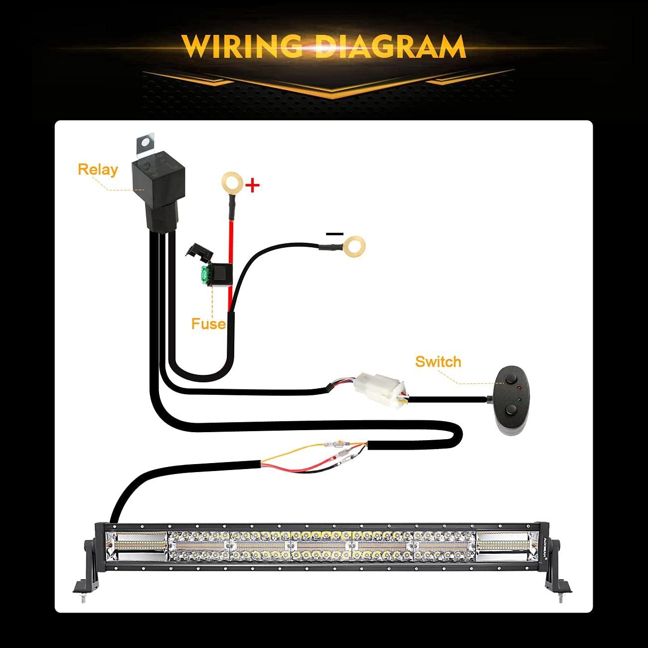 شريط إضاءة LED مستقيم للطرق الوعرة مقاس 30 بوصة، 6 أوضاع، باللونين الأبيض والأصفر 