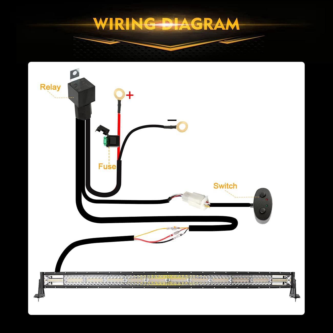 50 Inch 6 Modes White&amp;Amber Curved Off Road Led Light Bar