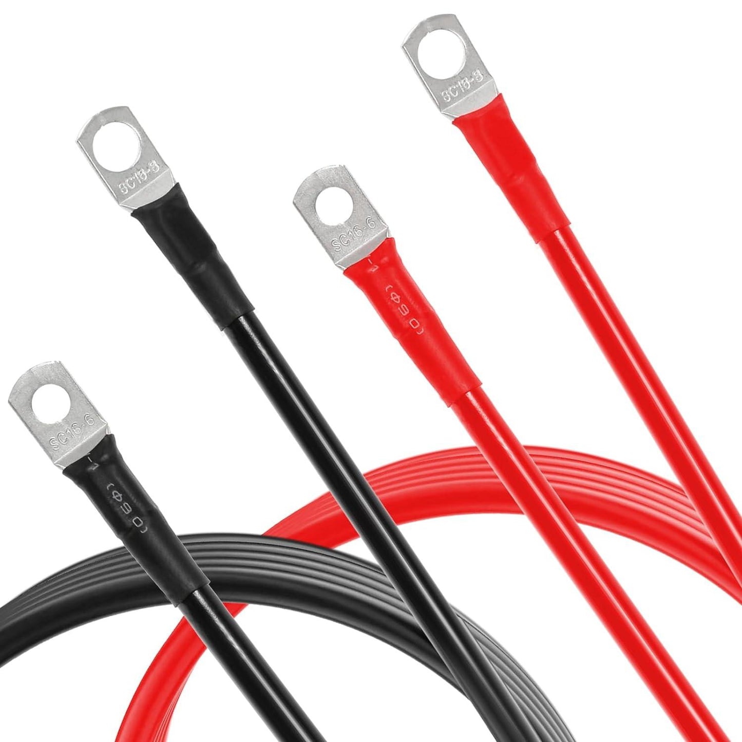 كابلات بطارية 7 أقدام 7AWG أطراف حلقية من النحاس المعلب وأسلاك بطارية