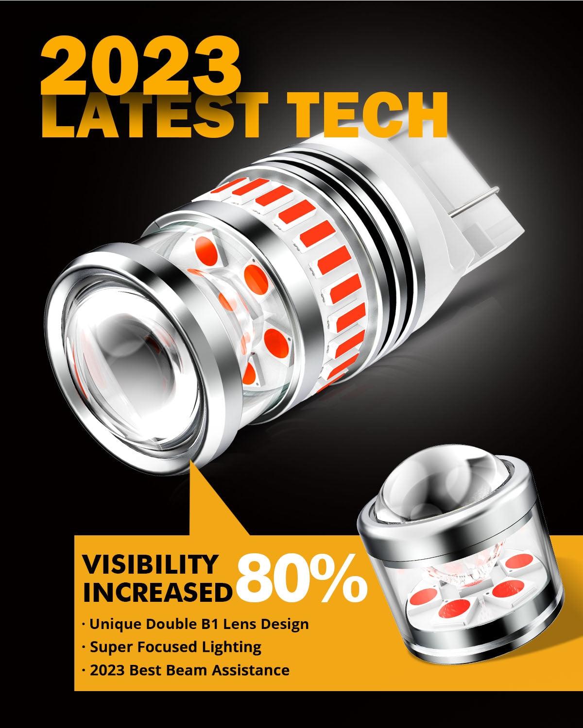 T20 7443 7440 LED Brake/Tail Light Bulbs 11W 4000LM Red B1 Series | 2 Bulbs