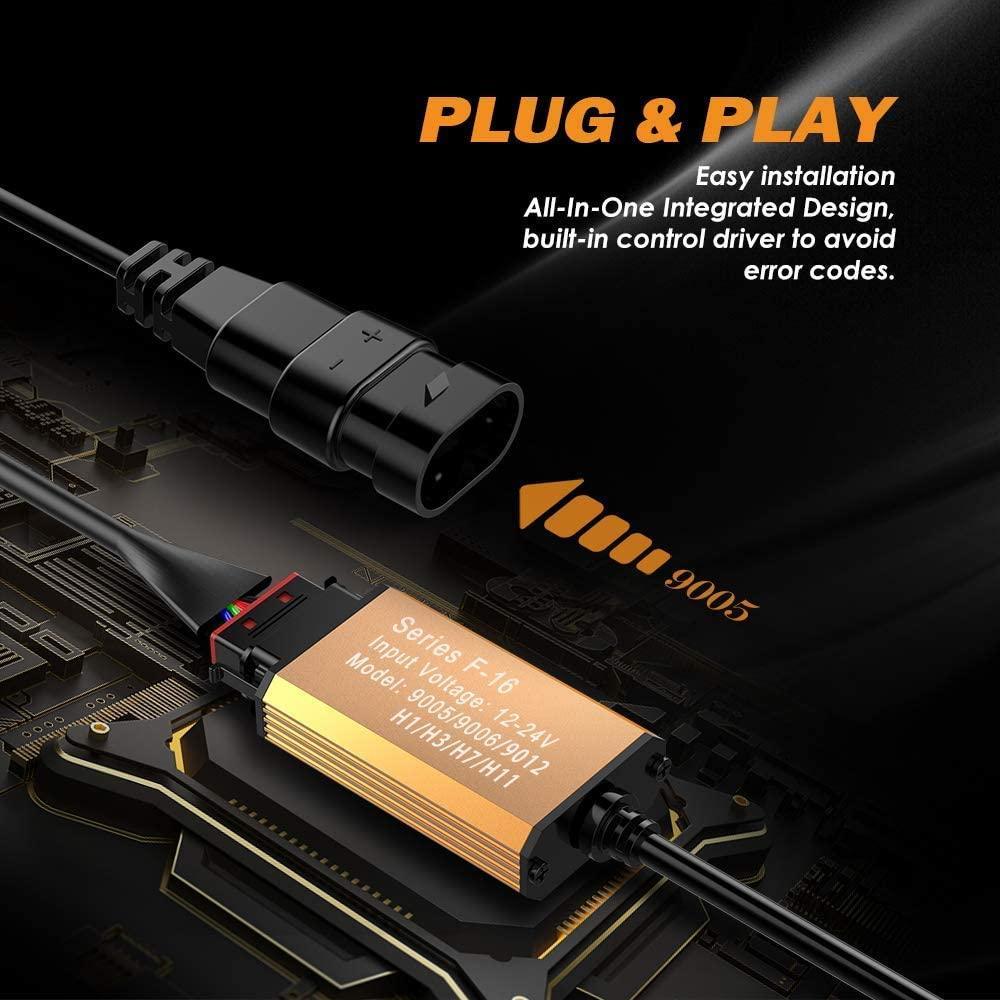 (2pcs/set) 9005 LED Light Bulbs F-16 Series LED 12000LM 60W 6000K White Light