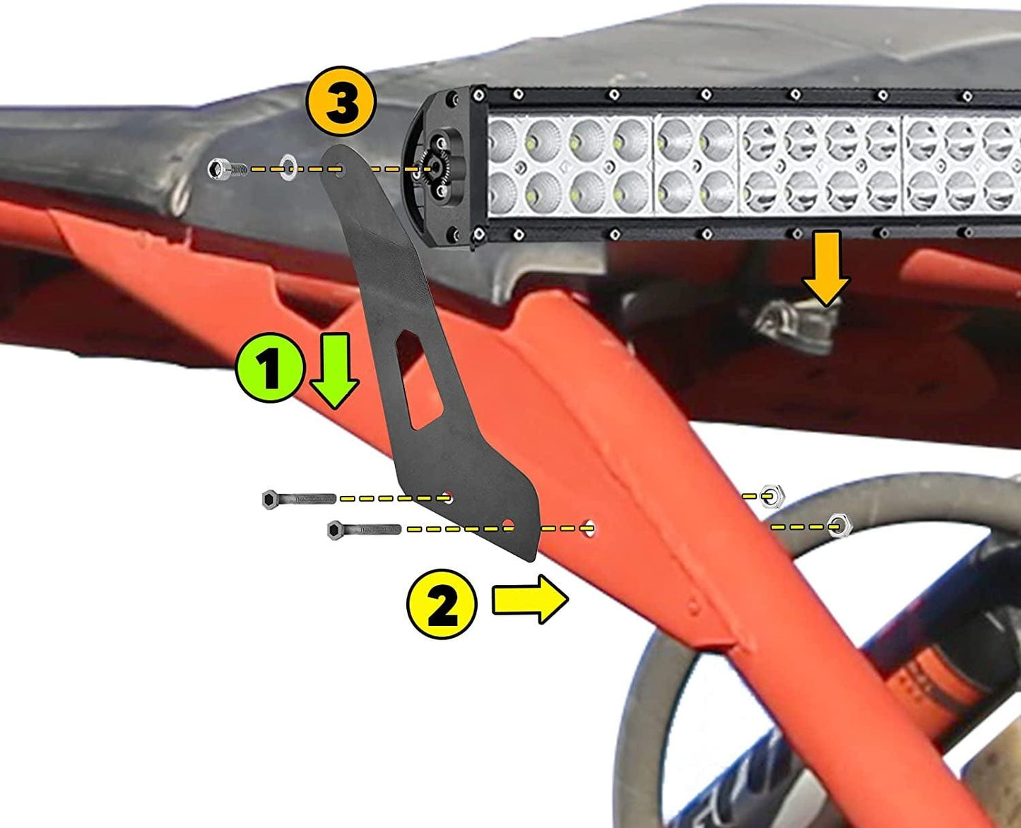 مجموعة قضبان إضاءة LED منحنية مقاس 50 بوصة و6 أوضاع وحامل تثبيت قضيب إضاءة LED لدراجة Can-am Maverick X3 
