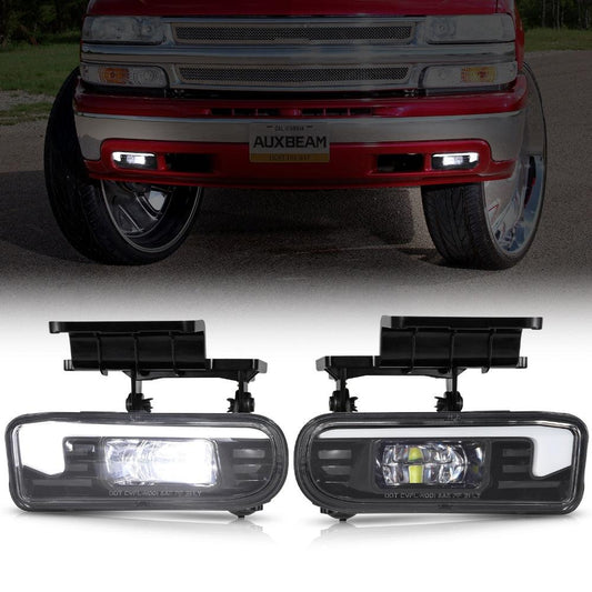 DOT Approved LED Fog Lights with DRL for Chevy Silverado 1500/2500 1999-2002, 3500 2000-2001, Chevrolet Suburban/Tahoe 2000-2006