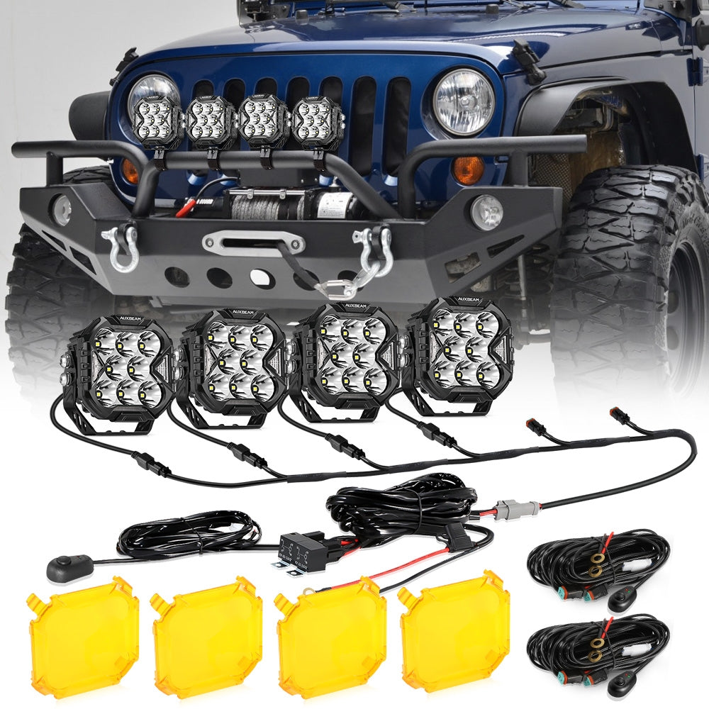 CUBE-Z Series 4 Inch Spot LED Pod Lights Off Road Lights with White DRL & Amber Turn Signal Lights - Auxbeam  – éclairage LED auto