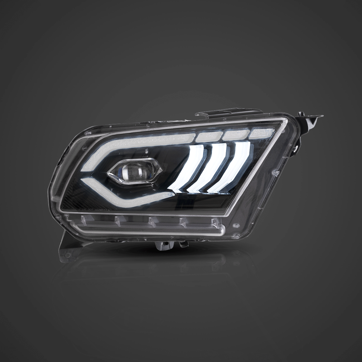 LED Headlight Assembly Dual Beam Projector Black For 2010-2014 Ford Mustang 5th Gen Facelifted