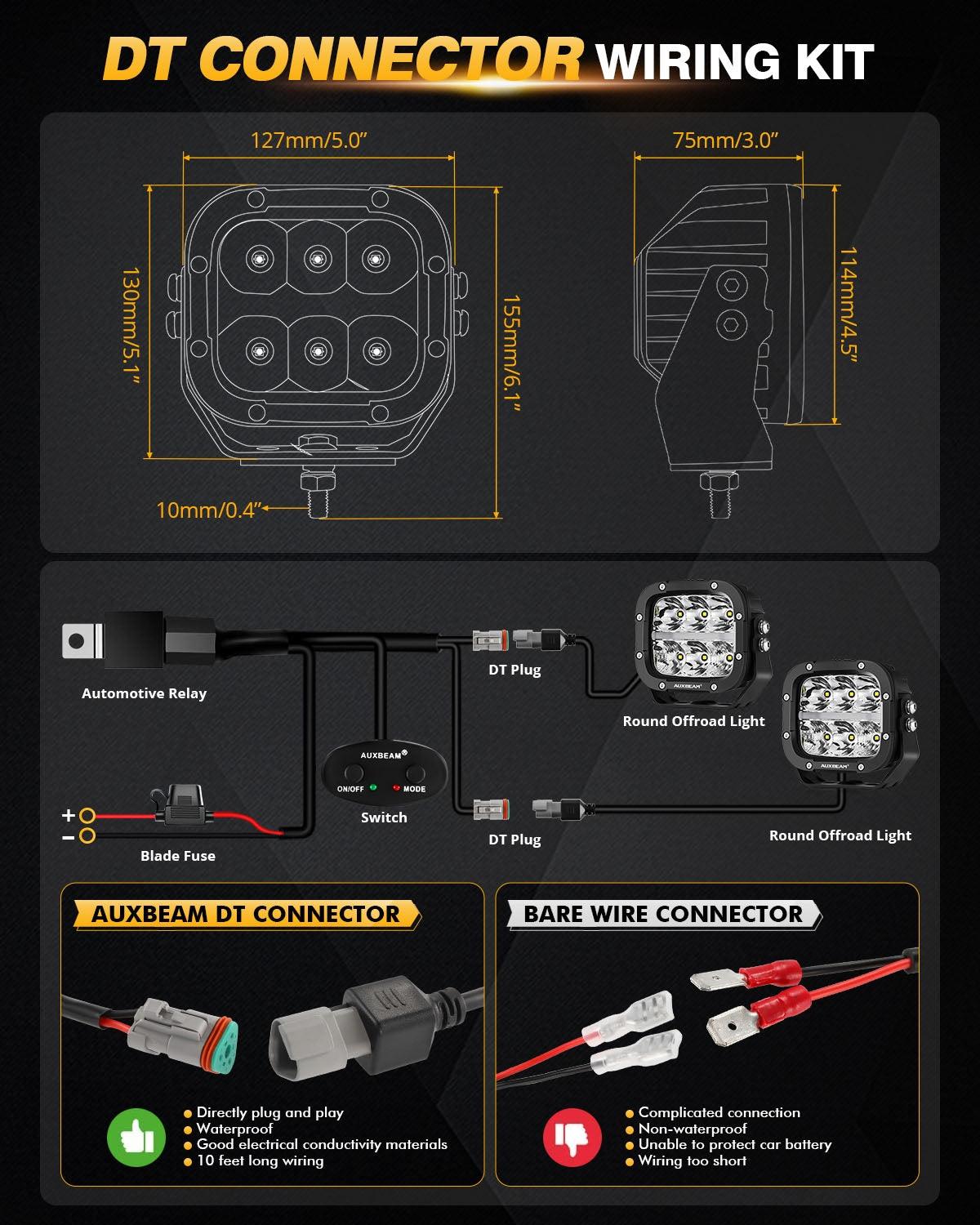 6/8 قطع 5 بوصة 132 واط العنبر DRL LED Pod Lights مع تسخير الطاقة 