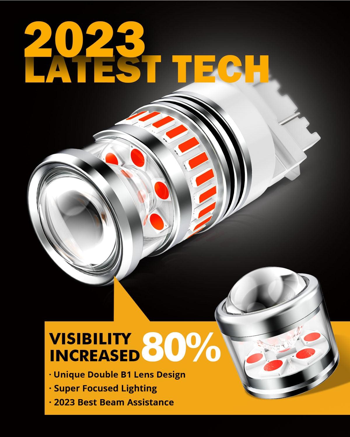 T25 3157 3156 LED Brake/Tail Light Bulbs 11W 4000LM Red B1 Series | 2 Bulbs