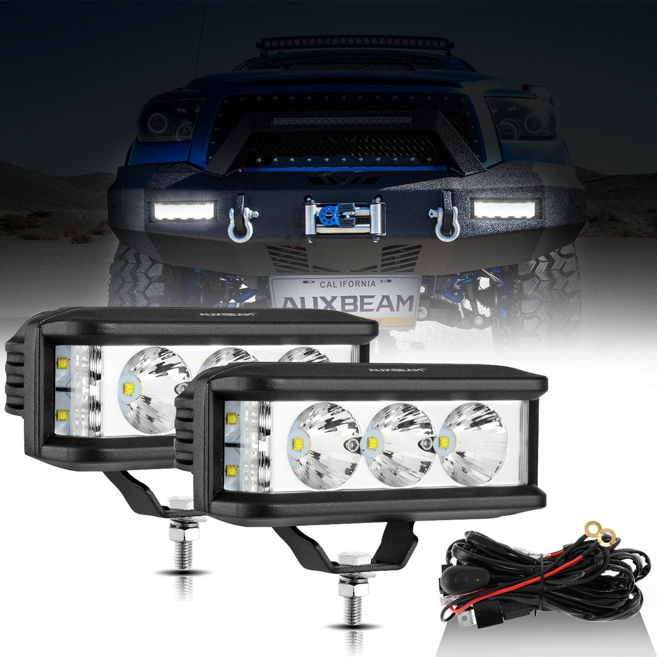 R5 Series | 5 Inch 68W White Square Side Shooter Spot Beam LED Pod Lights LED Light Bar - Auxbeam  – éclairage LED auto