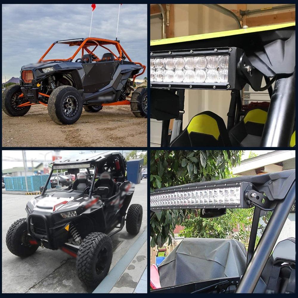 دعامة تثبيت شريط إضاءة LED مستقيم/منحني مقاس 30-32 بوصة مناسبة لطرازات UTV Polaris RZR XP1000 وRZR 900 S900 S1000 EPS 2013-2021 مع قفص التدحرج الأصلي فقط