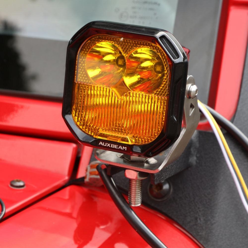 سلسلة Color Play، مصابيح LED 100 وات، مقاس 3 بوصات، مصابيح الطرق الوعرة مع مصابيح DRL بيضاء ومصابيح إشارة الانعطاف باللون الكهرماني