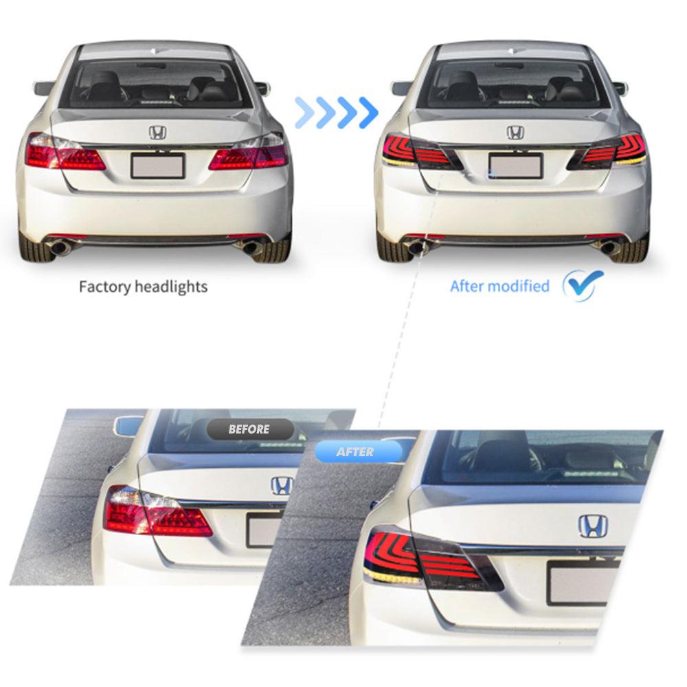 مجموعة مصابيح خلفية LED مع إشارة انعطاف متسلسلة لسيارة هوندا أكورد سيدان الجيل التاسع موديلات 2013-2017