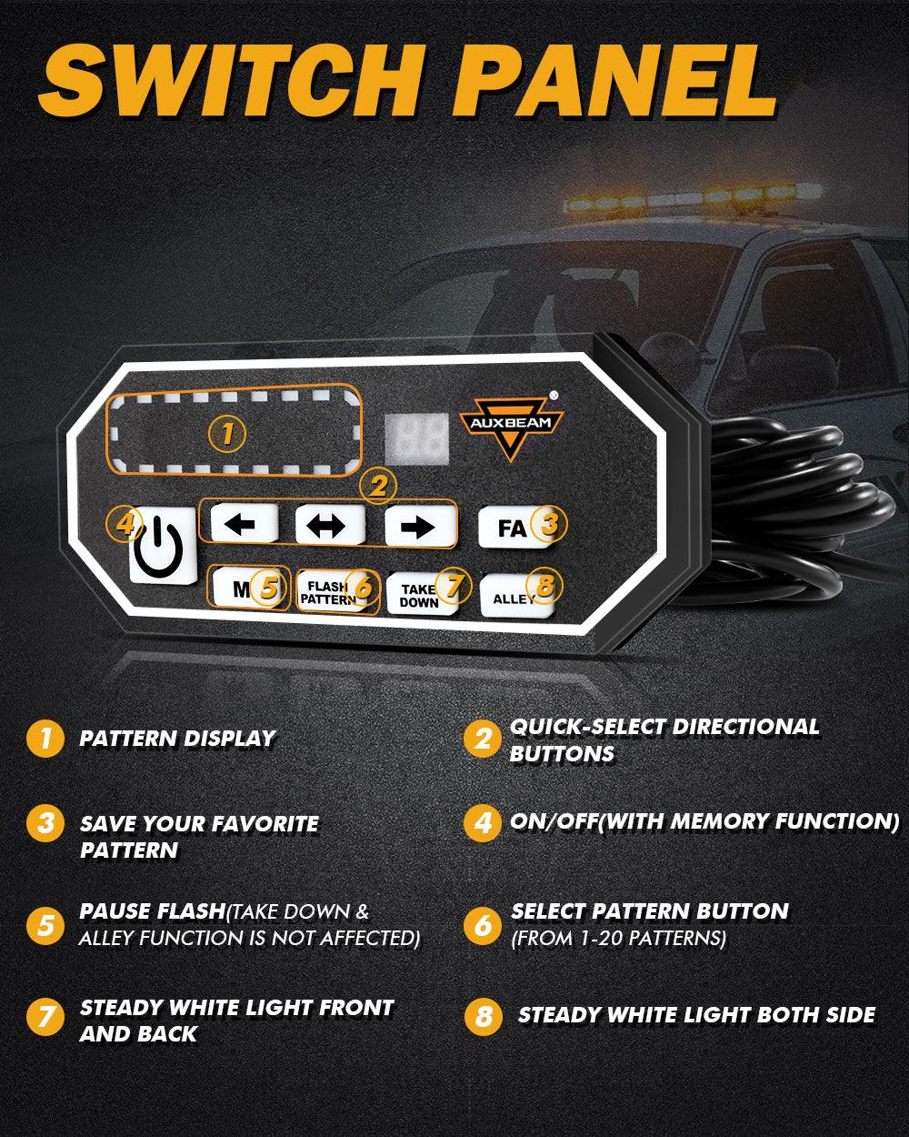 38.5 Inch Rooftop Strobe Flashing Light Bar with Mounting Brackets 20 Flashing Modes Emergency Safety Warning Caution Beacon Lights