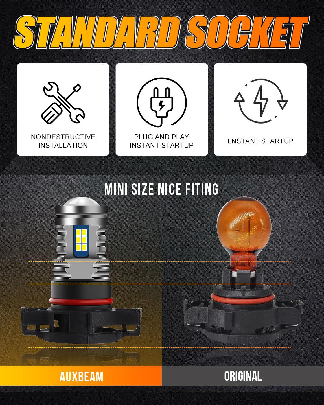 (قطعتان/مجموعة) سلسلة Y2 من مصابيح الضباب LED ثلاثية الجوانب باللون الأبيض البارد/الأصفر الذهبي/النهاري 5202/5201/PS24W/H16EU