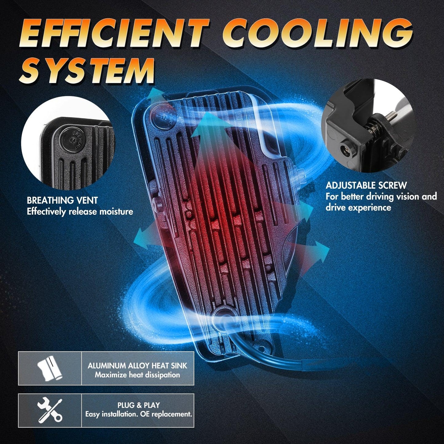 (2pcs/set) 45W LED DOT Fog Lights for 2016-2018 Chevy Silverado 1500 Black/Chrome