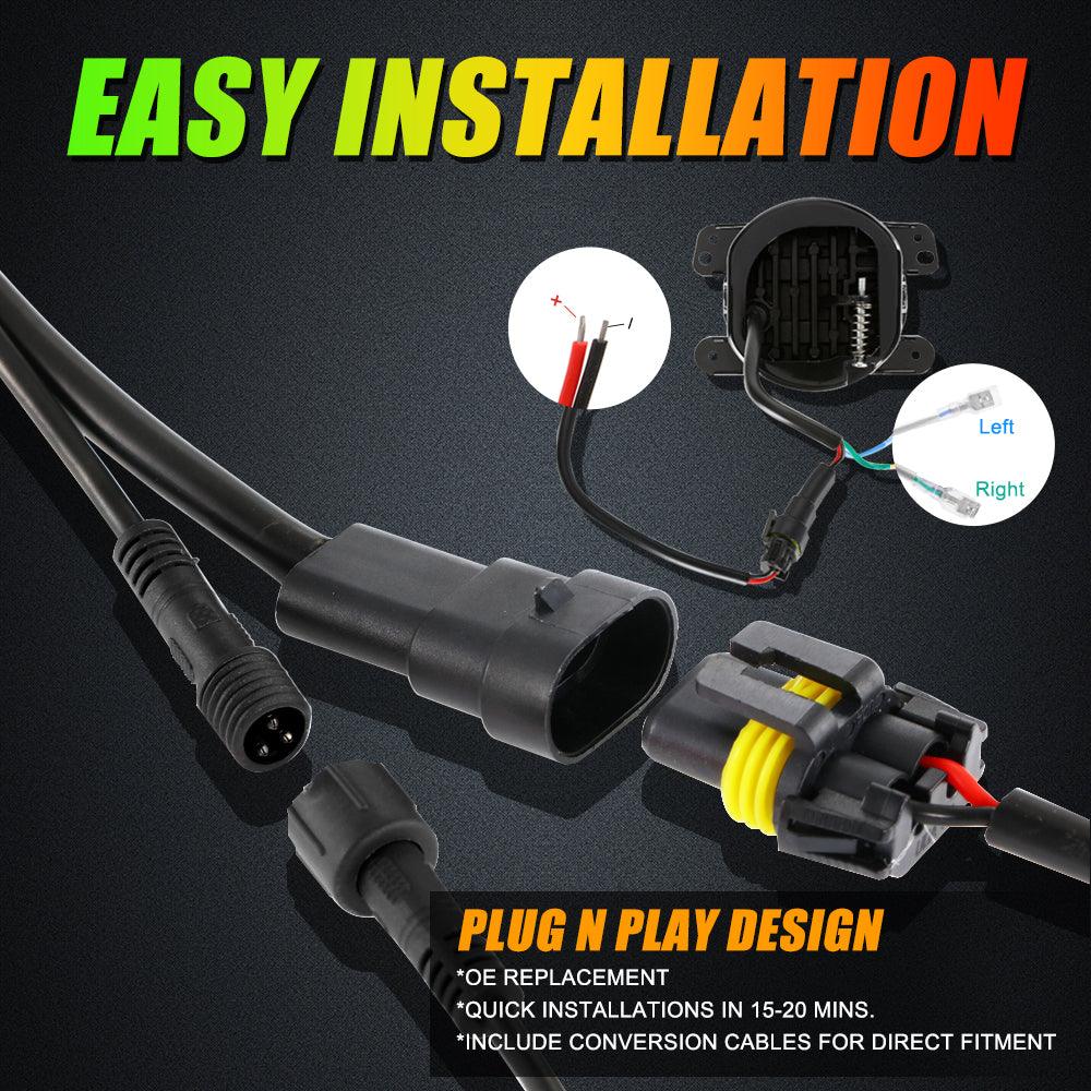 (قطعتان/مجموعة) مصابيح ضباب LED مقاس 4 بوصات مع حلقة هالة RGB وضوء إشارة الانعطاف، تحكم بلوتوث لسيارة جيب رانجلر JK 2007-2017 