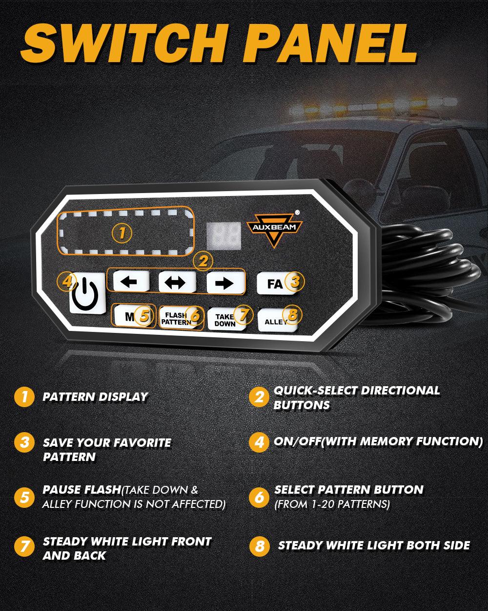 47 Inch Rooftop Strobe Flashing Light Bar with Mounting Brackets 20 Flashing Modes Emergency Safety Warning Caution Beacon Lights