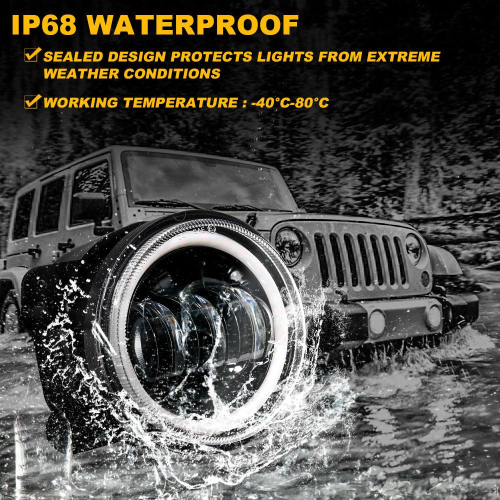 (2pcs/set) 4 Inch LED Fog Lights with DRL & Amber Turn Signal For Jeep Wrangler JK 2007-2017 Front Bumper Lamp