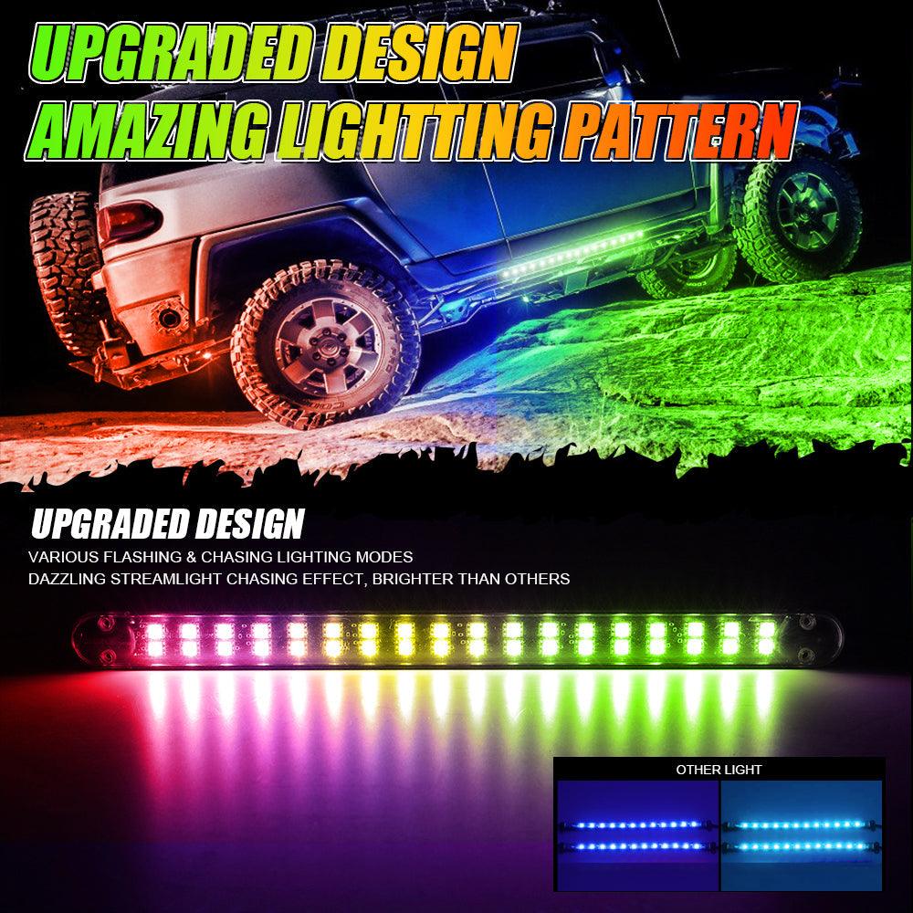 Magic Dream Color RGB Underglow Lights LED Strip Lights Kit with Bluetooth APP & Wireless Remote Control with Brake Light Function for ATV UTV