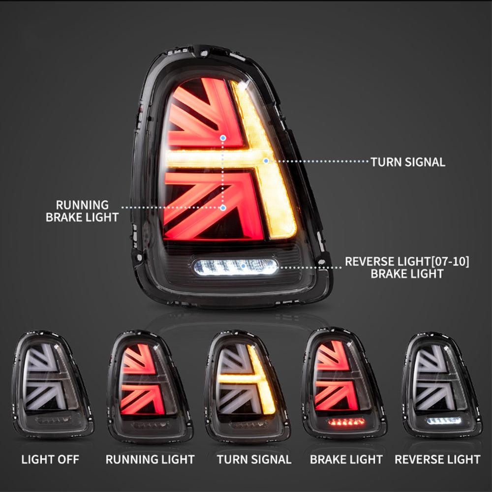 مجموعة مصابيح خلفية LED مع إشارة انعطاف متسلسلة باللون الكهرماني لسيارات ميني R Series الجيل الثاني (R56 R57 R58 R59) موديلات 2007-2015