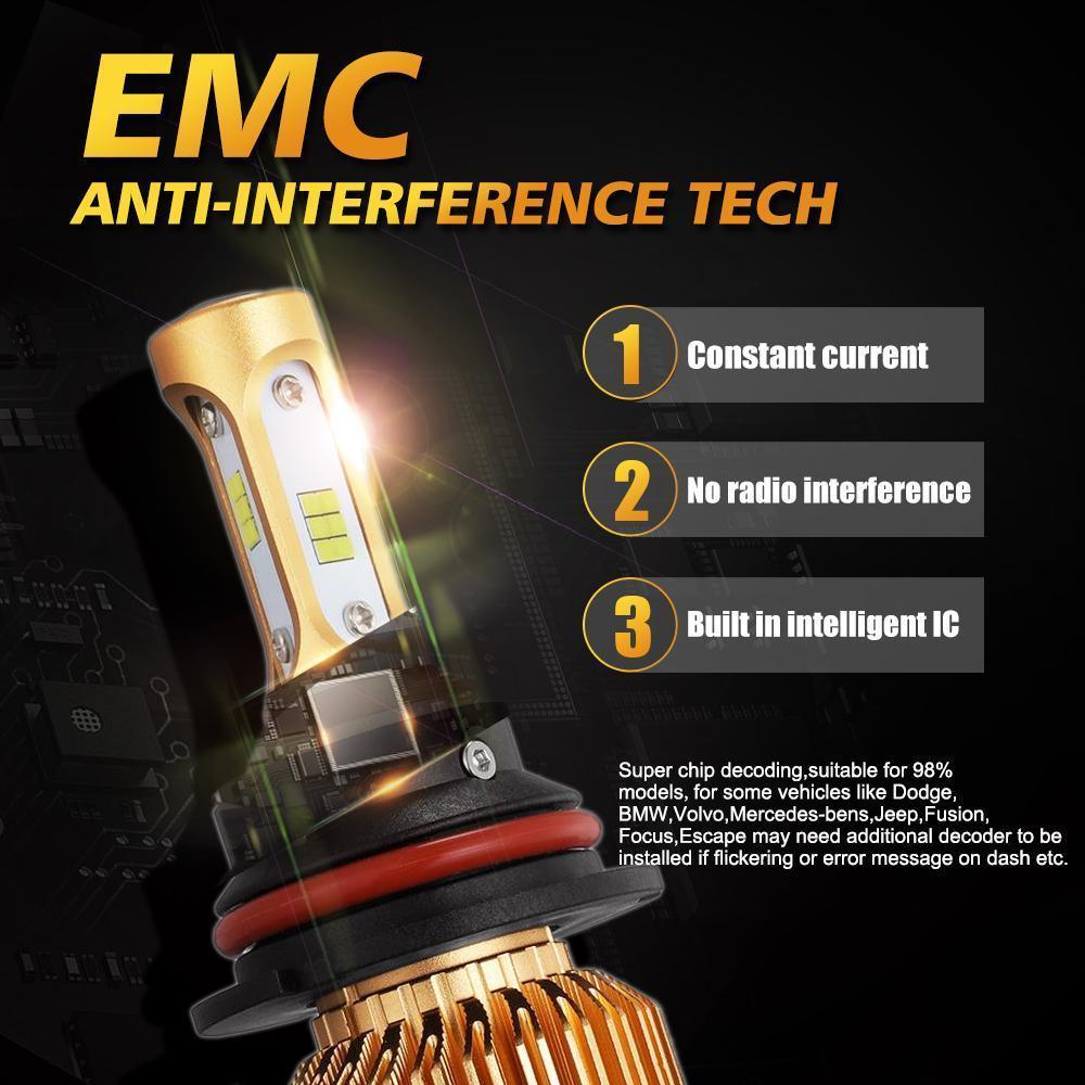 لمصابيح الإضاءة LED لسيارة فورد رينجر 9007 موديلات 2000-2011، سلسلة S3، شعاع 270°/360°، 8000 لومن