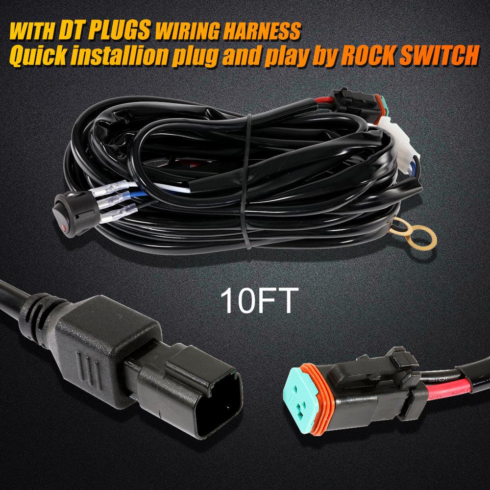 NEW 5D-PRO Series Spot Led Light Bars with DT Wiring Harness Kit For JEEP