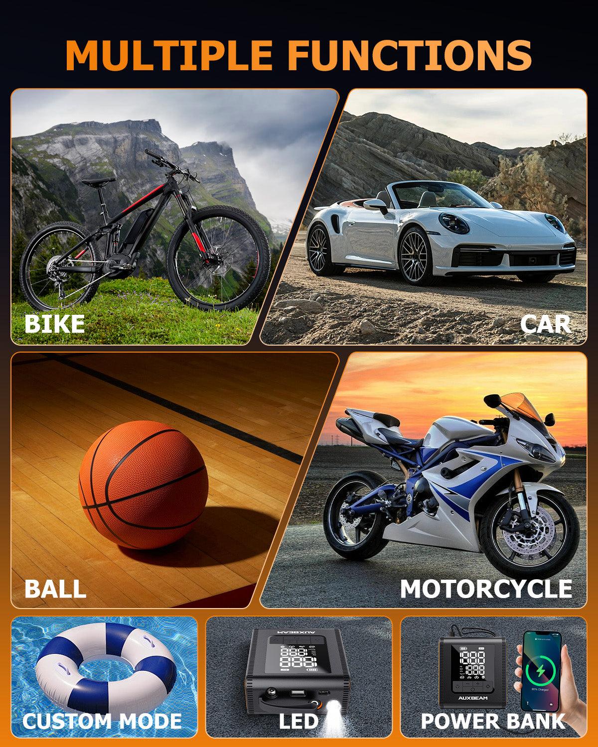 🆕Model-H4 PRO 19mm Cylinder Portable Car Tire Inflator Air Compressor Pump for Pickup Truck Car Motorcycle Bike Ball