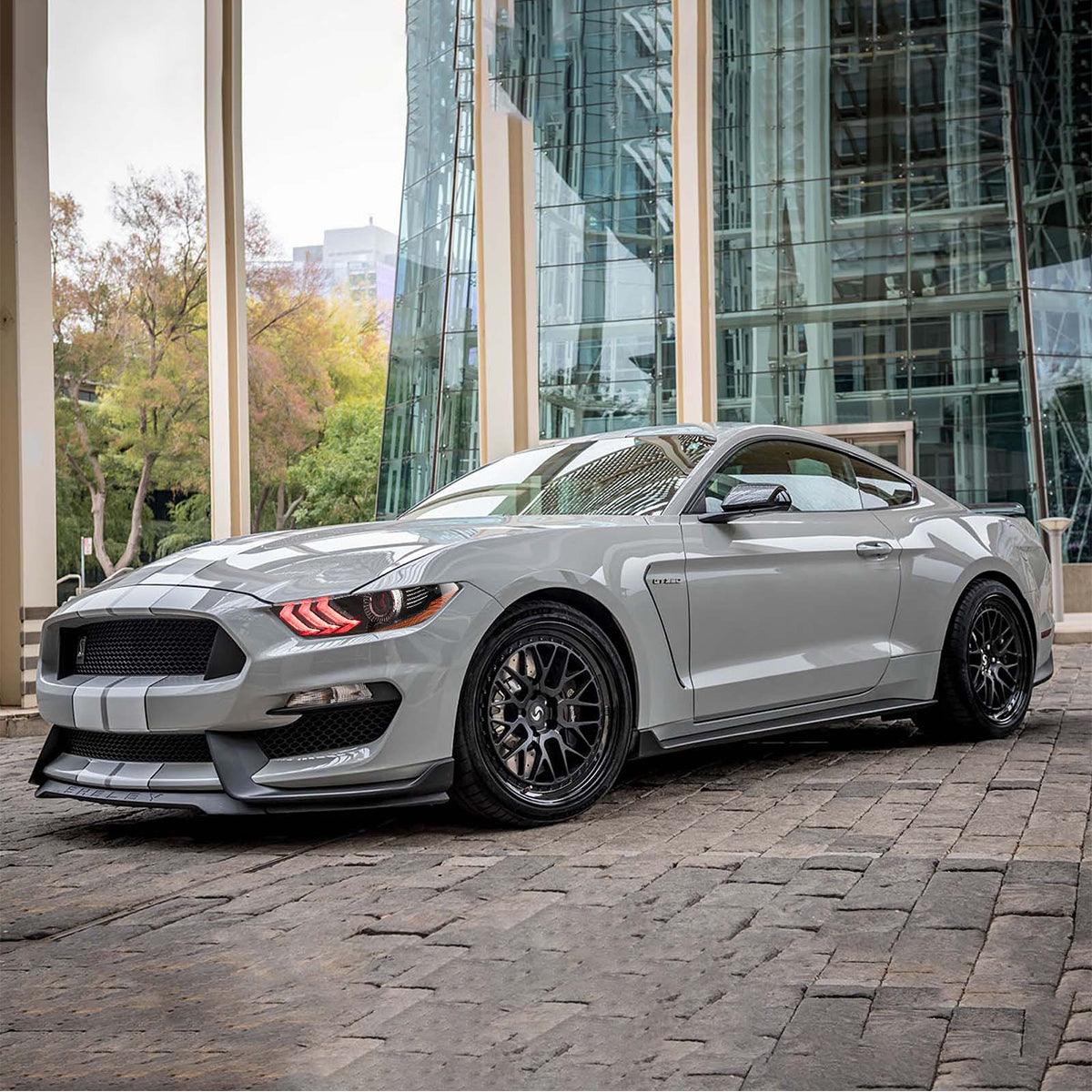 LED Headlight Assembly RGB Dual Beam Projector For 2018-up Ford Mustang 6th Gen Black