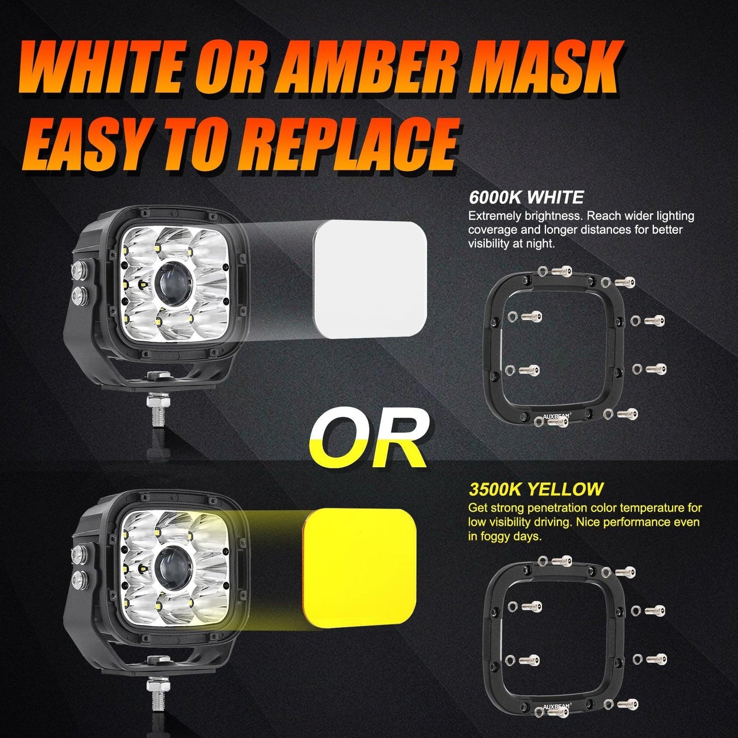 5 Inch 110W White/Amber Spot Light LED Driving Lights for Dodge Ram 1500/2500/3500