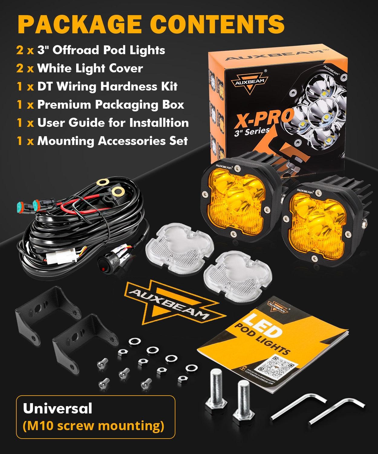 XP-ULTRA Series 3 Inch 80W Combo Beam LED Pods Amber&White Offroad Lights - Auxbeam  – éclairage LED auto