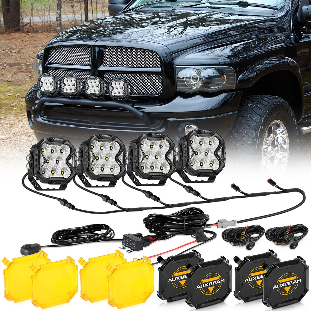 CUBE-Z Series 4 Inch Flood LED Pod Lights Off Road Lights with White DRL & Amber Turn Signal Lights - Auxbeam  – éclairage LED auto