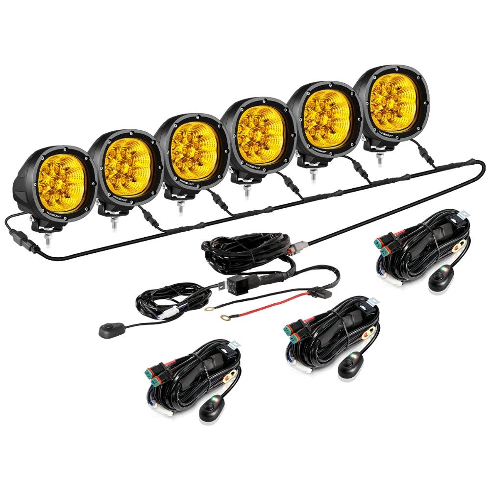 P4 Series | 4 Inch 90W 9000LM Round LED Driving Lights Flood Amber Pod Lights - Auxbeam  – éclairage LED auto