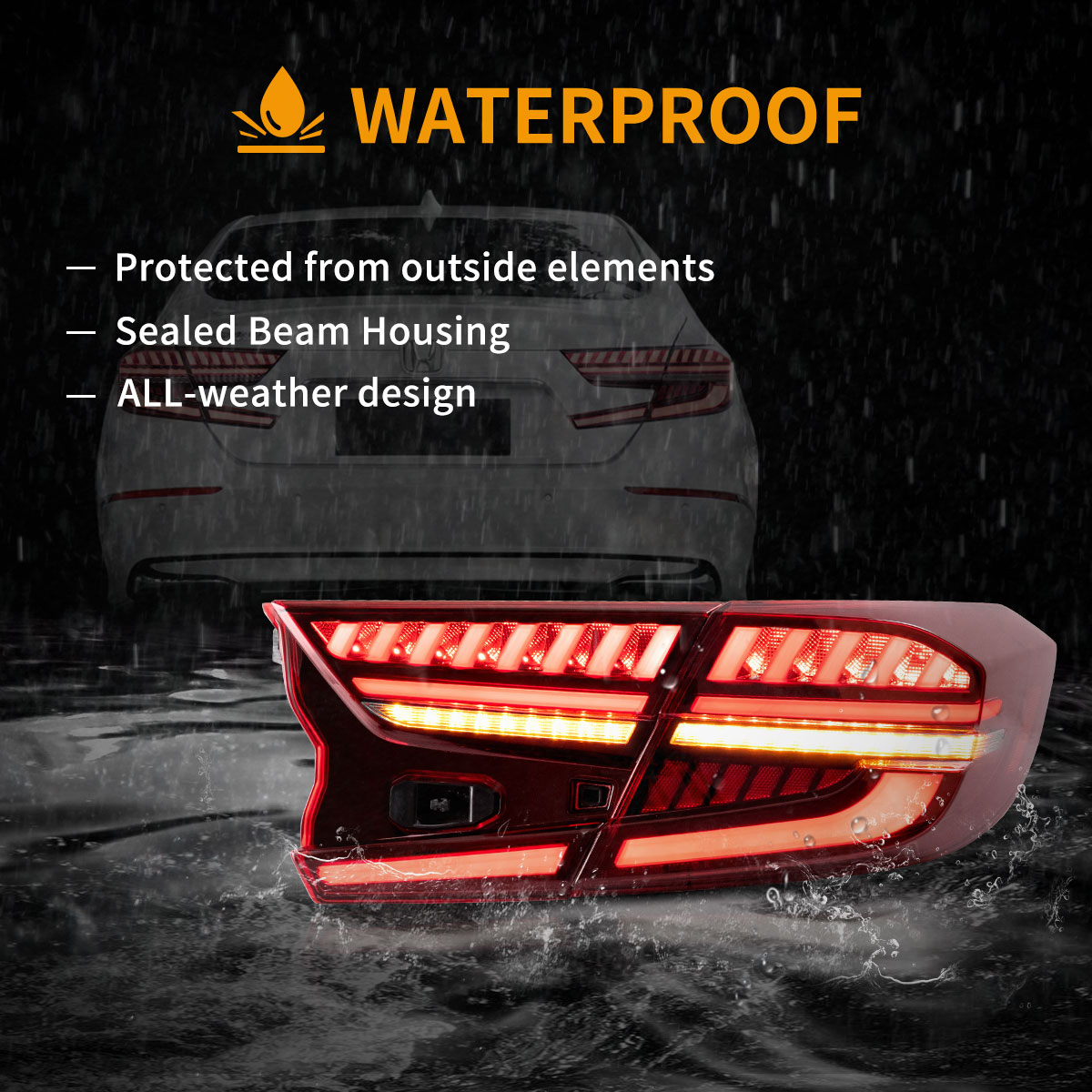 LED Tail Light Assembly With Full LED Dynamic Welcome Lighting For 2018-2022 Honda Accord 10th Gen