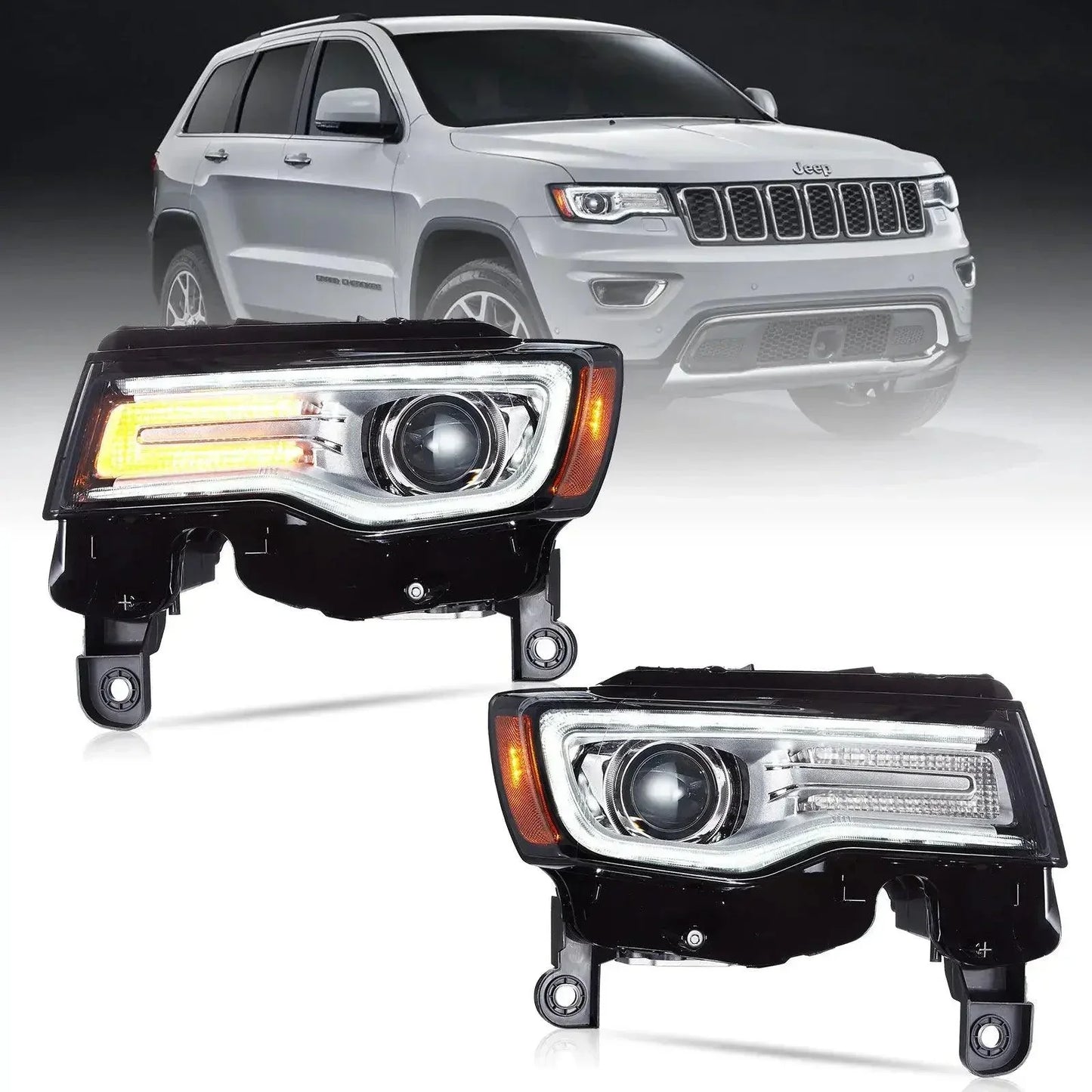 LED Headlight Assembly Full LED With Startup Animation/ Blue DRL For 2014-2022 Jeep Grand Cherokee (WK2）