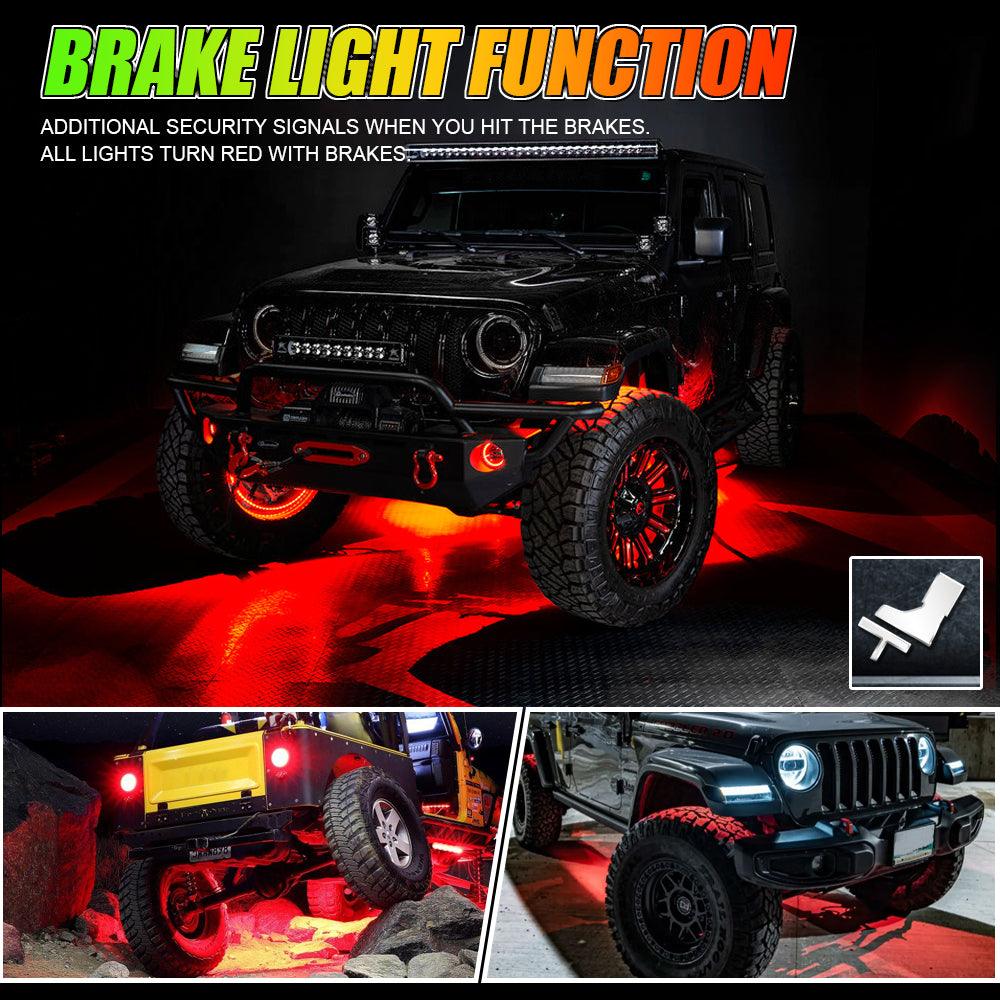 Magic Dream Color RGB Underglow Lights LED Strip Lights Kit with Bluetooth APP & Wireless Remote Control with Brake Light Function for ATV UTV