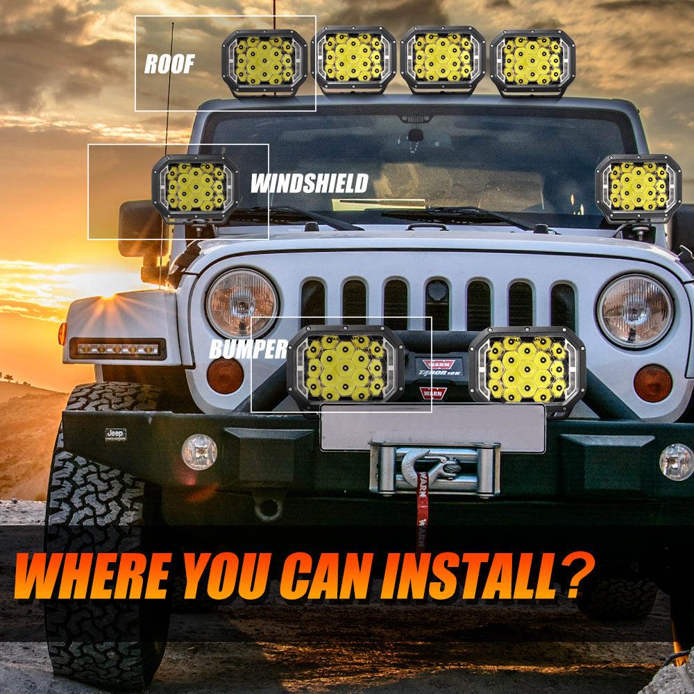 مصابيح قيادة LED مستطيلة مقاس 7 × 5 بوصة مع مصابيح نهارية بيضاء لمركبات ATV UTV جنبًا إلى جنب 4X4