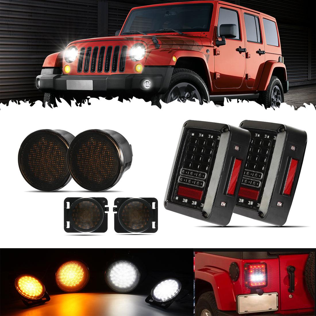 LED Smoke Tail Light Et Feux De Signalisation Avant Pour 2007-2017 Jeep Wrangler JK