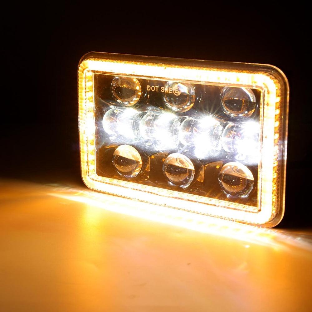 (2PCS/SET) 4x6 inch Sealed Beam LED Headlight with Hi/Low Beam DRL Turn Signal Light