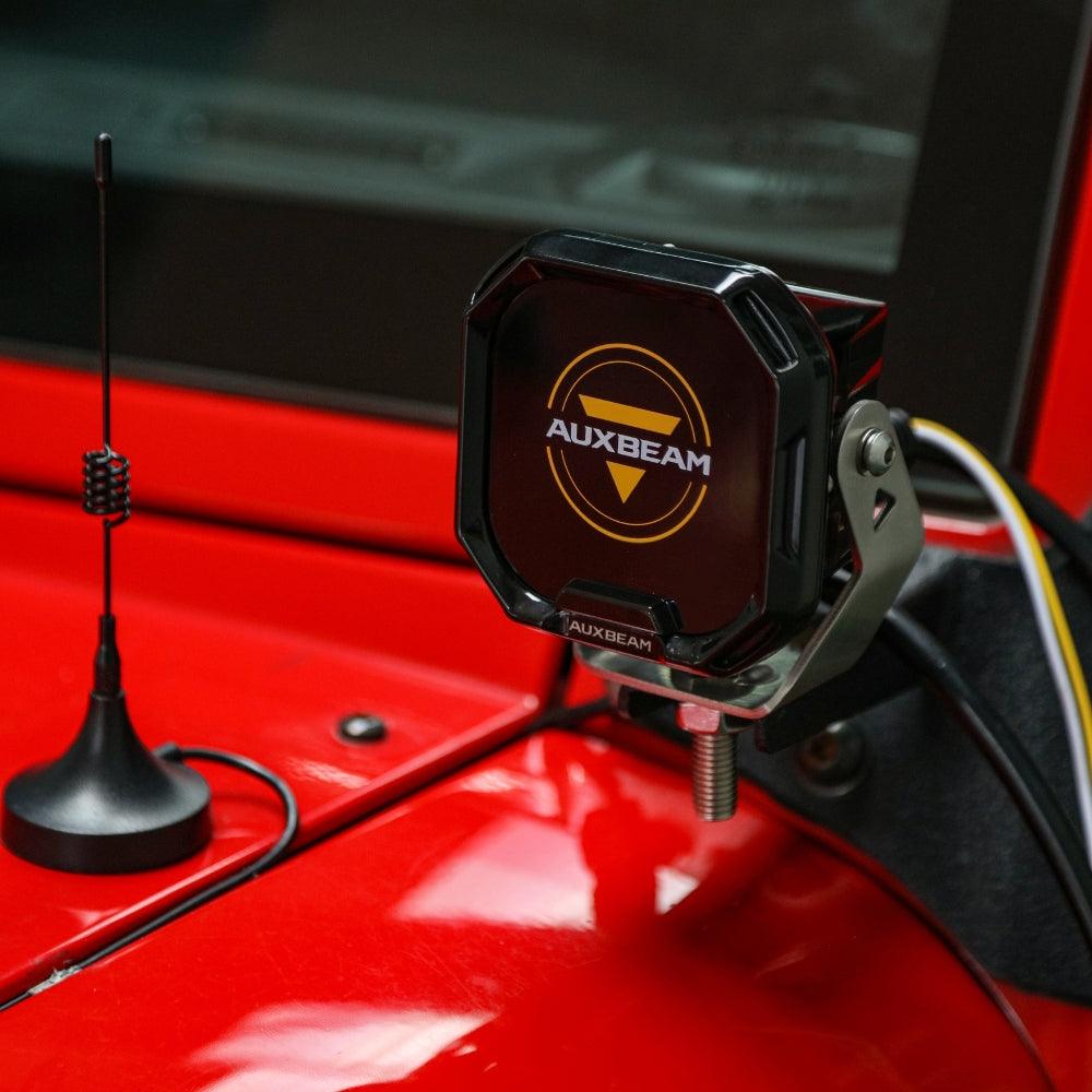 سلسلة Color Play، مصابيح LED سبوت 100 وات، مقاس 3 بوصات، مصابيح للطرق الوعرة مع مصابيح DRL بيضاء ومصابيح إشارة انعطاف باللون الكهرماني 