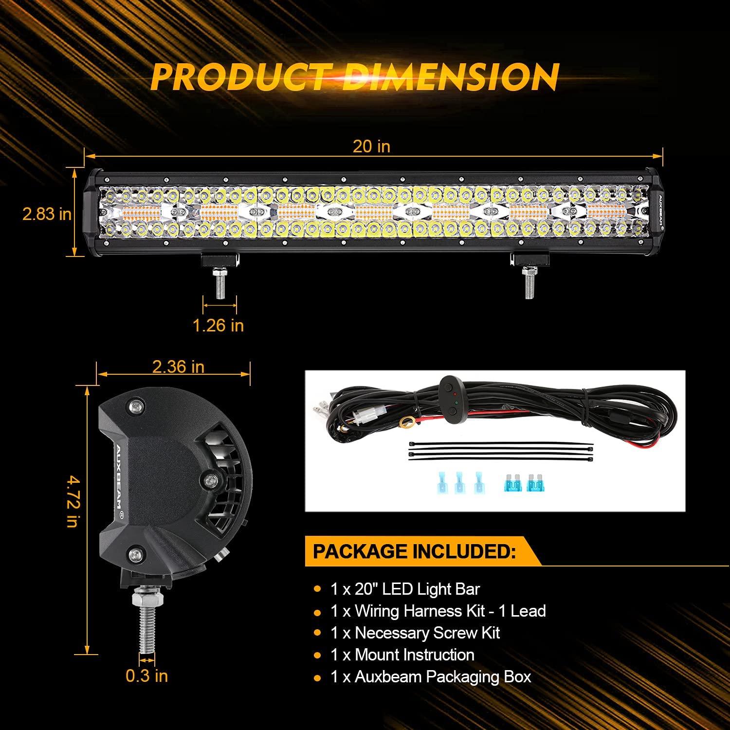 6 Modes Series 20 Inch White&Amber Off Road Led Light Bar - Auxbeam  – éclairage LED auto