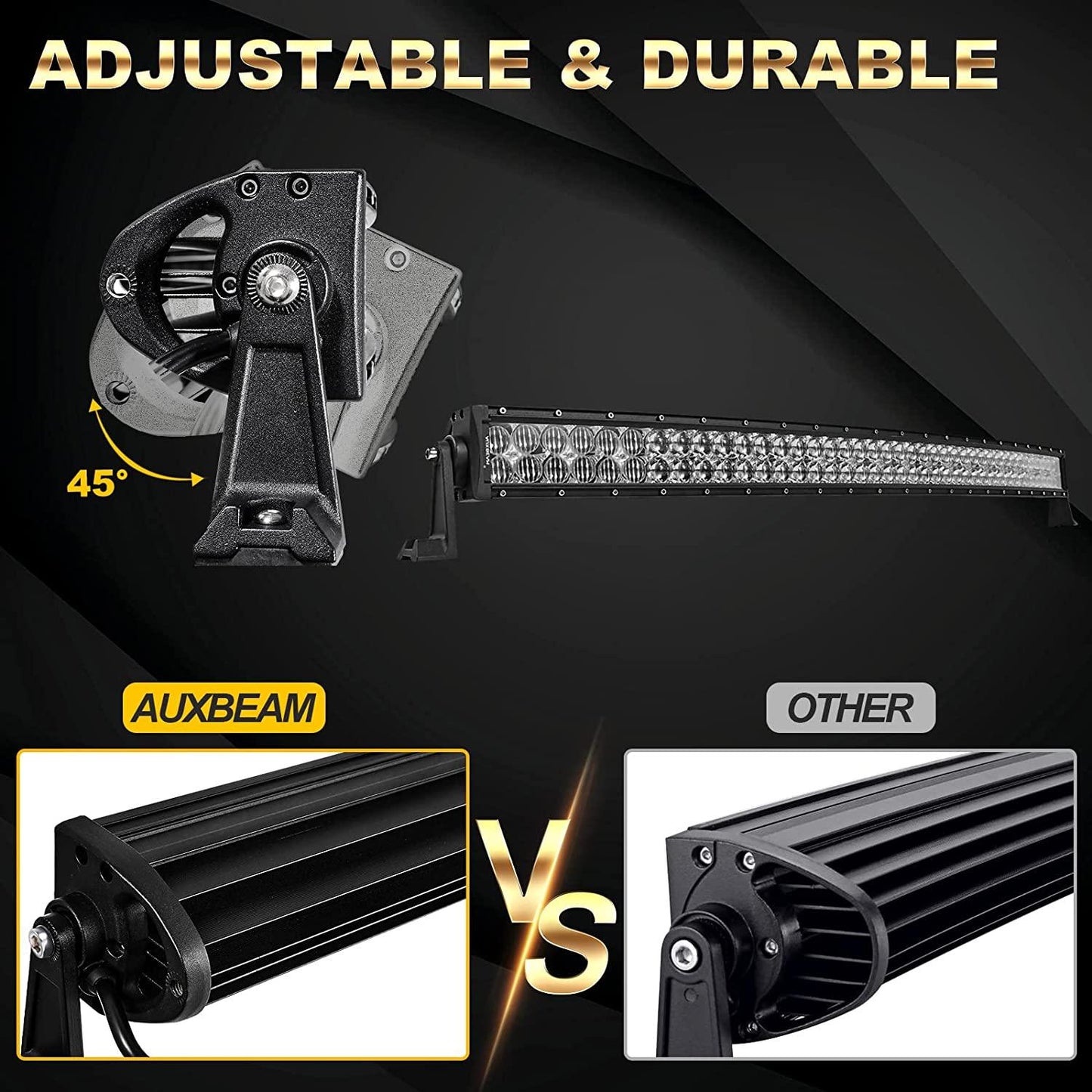 42 Inch 5D Series Curved LED Light Bar + 42" Curved LED Light Bar Windshield Mount Brackets