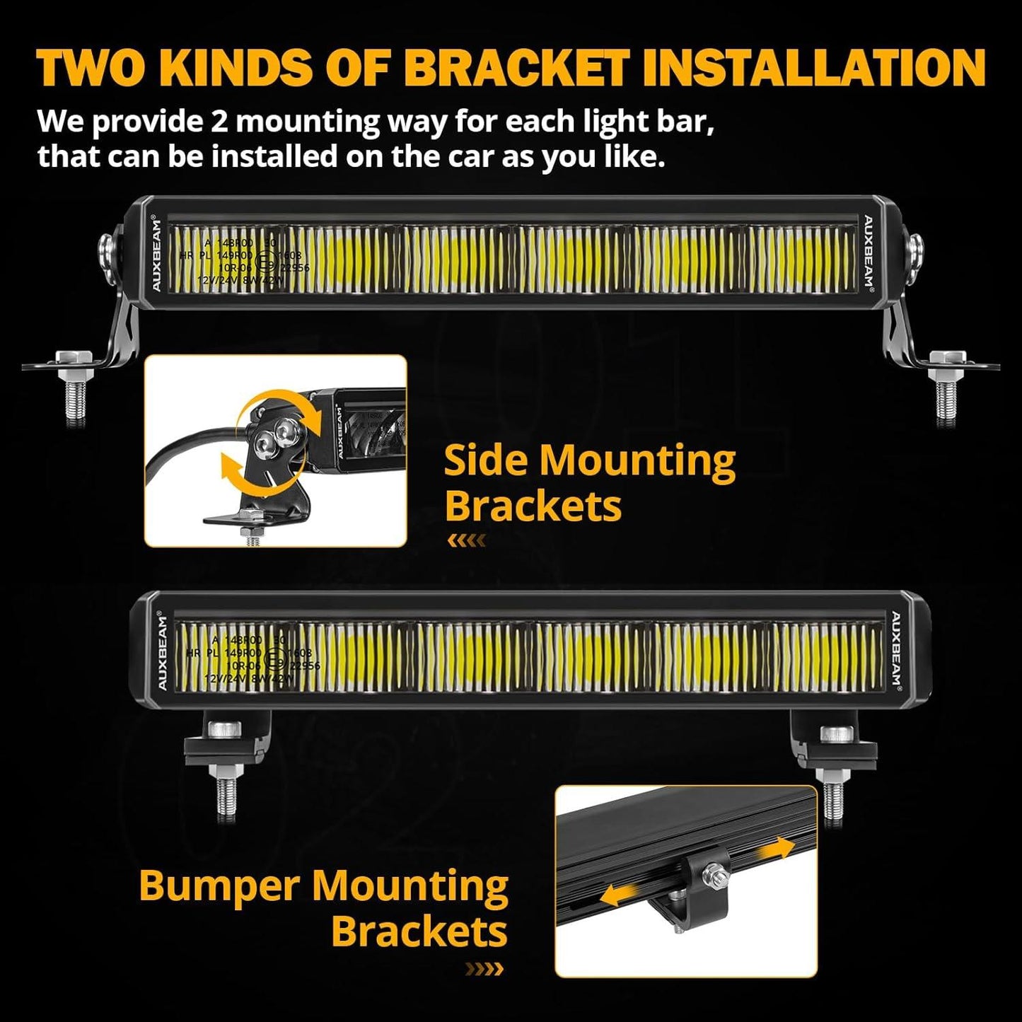 SP-DRL Series 12 Inch 68W 7440LM Single Row Off Road LED Light Bar With Amber&White DRL